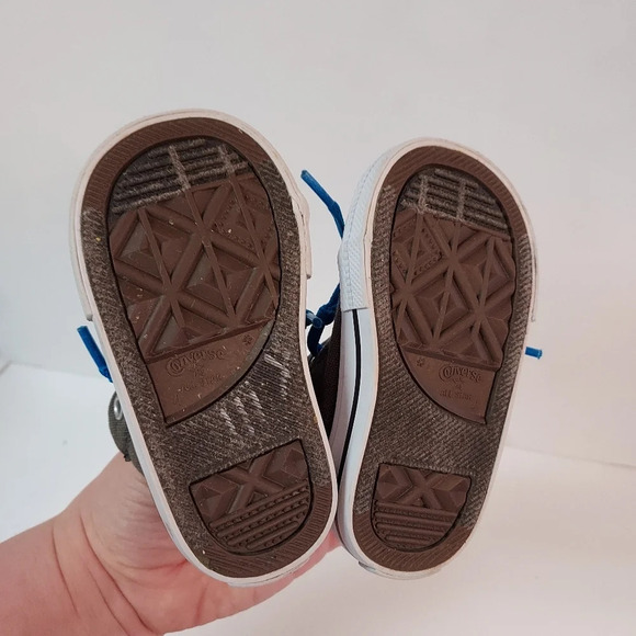 Converse All-Star Chuck Taylor Gray with Blue Laces Infant Size 4 - Picture 6 of 10